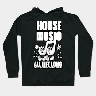 HOUSE MUSIC  - Happy notes (whites) Hoodie